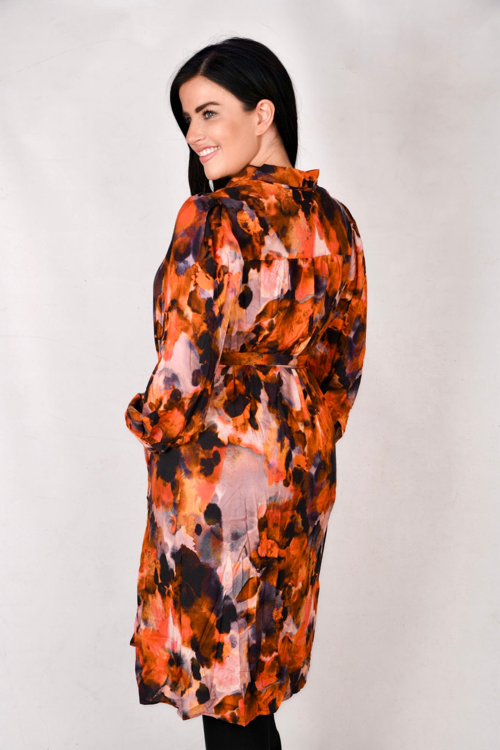Masai Nydema lava print shirt dress - Burnt Orange