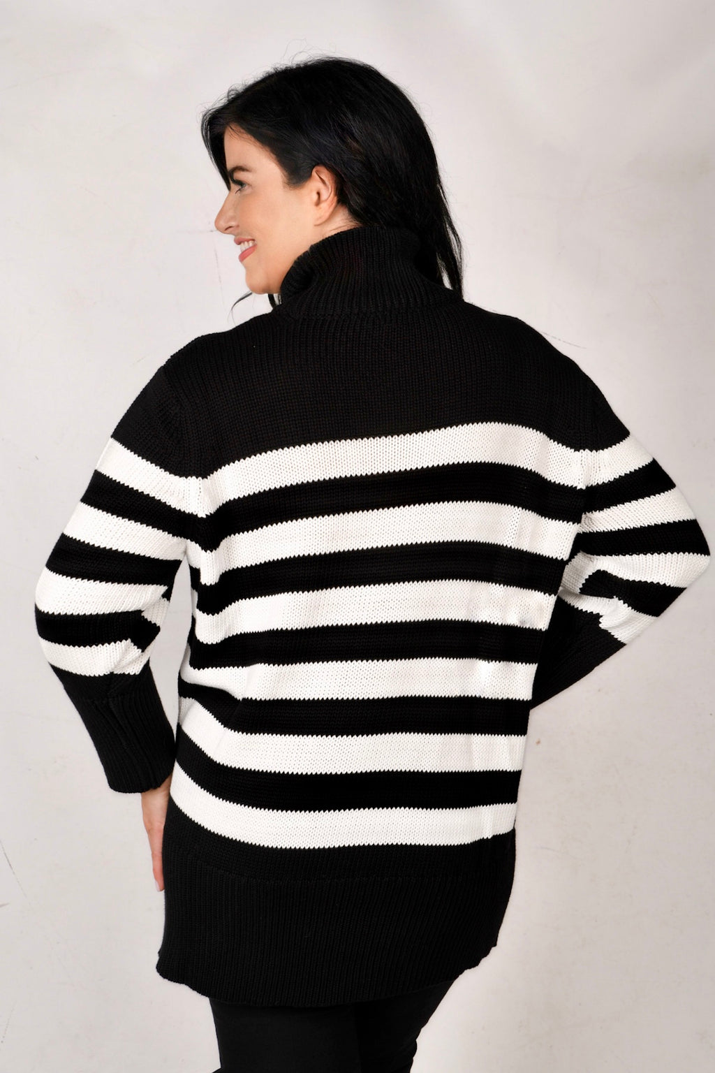 Yoek chunky cotton stripe jumper - Black/White