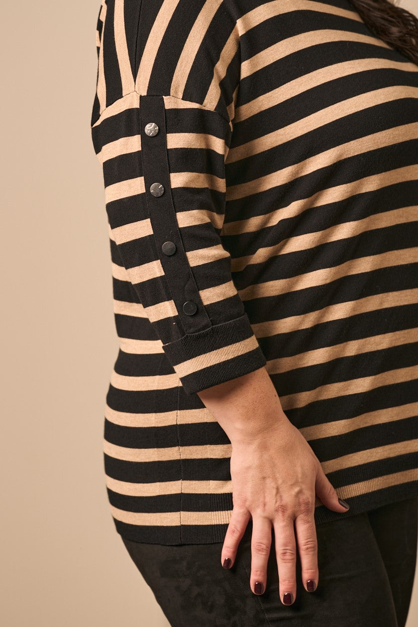 Via Appia stripe jumper - Black/Sand