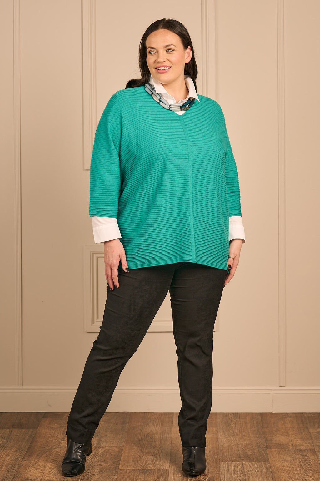 Via Appia V neck jumper - Emerald