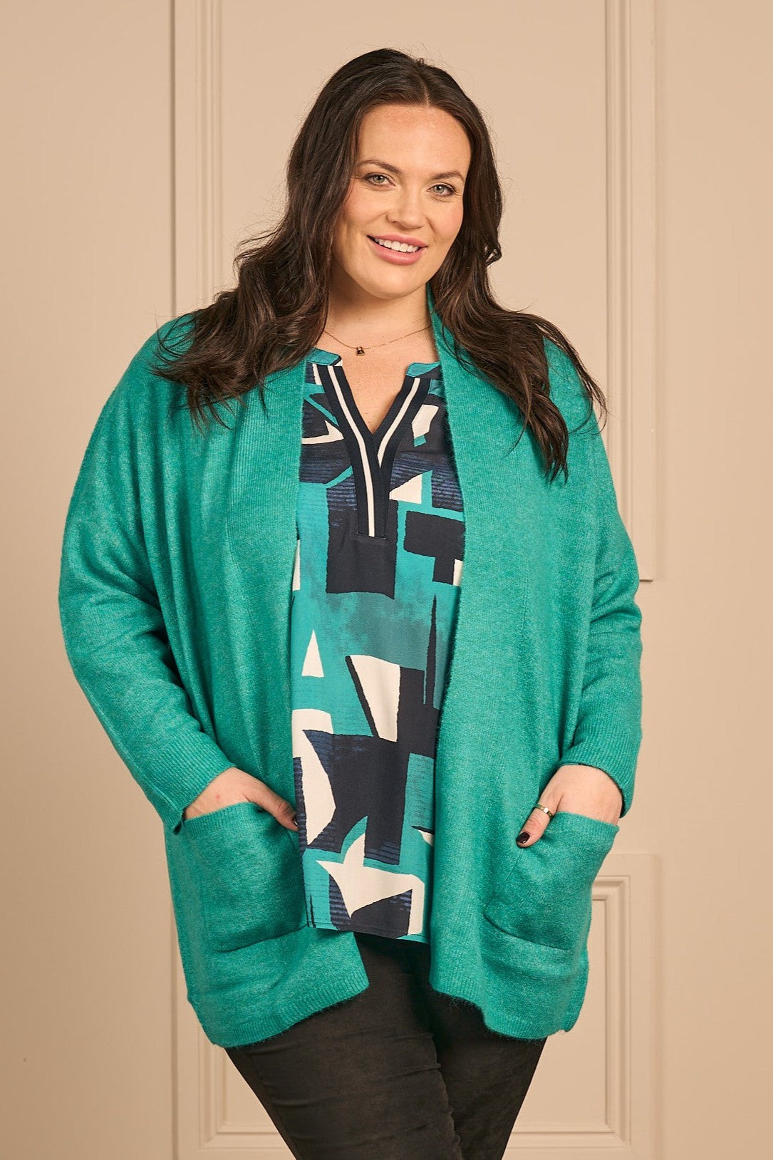 Via Appia edge to edge cardi - Emerald
