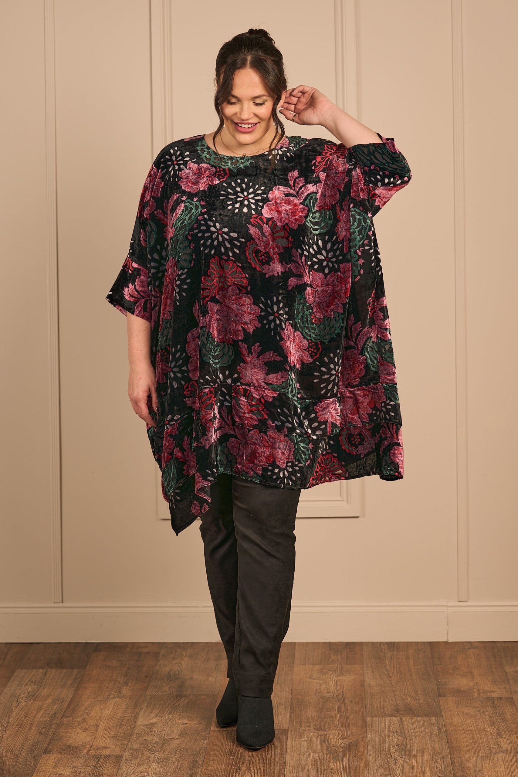 Thanny devore tunic - Roses