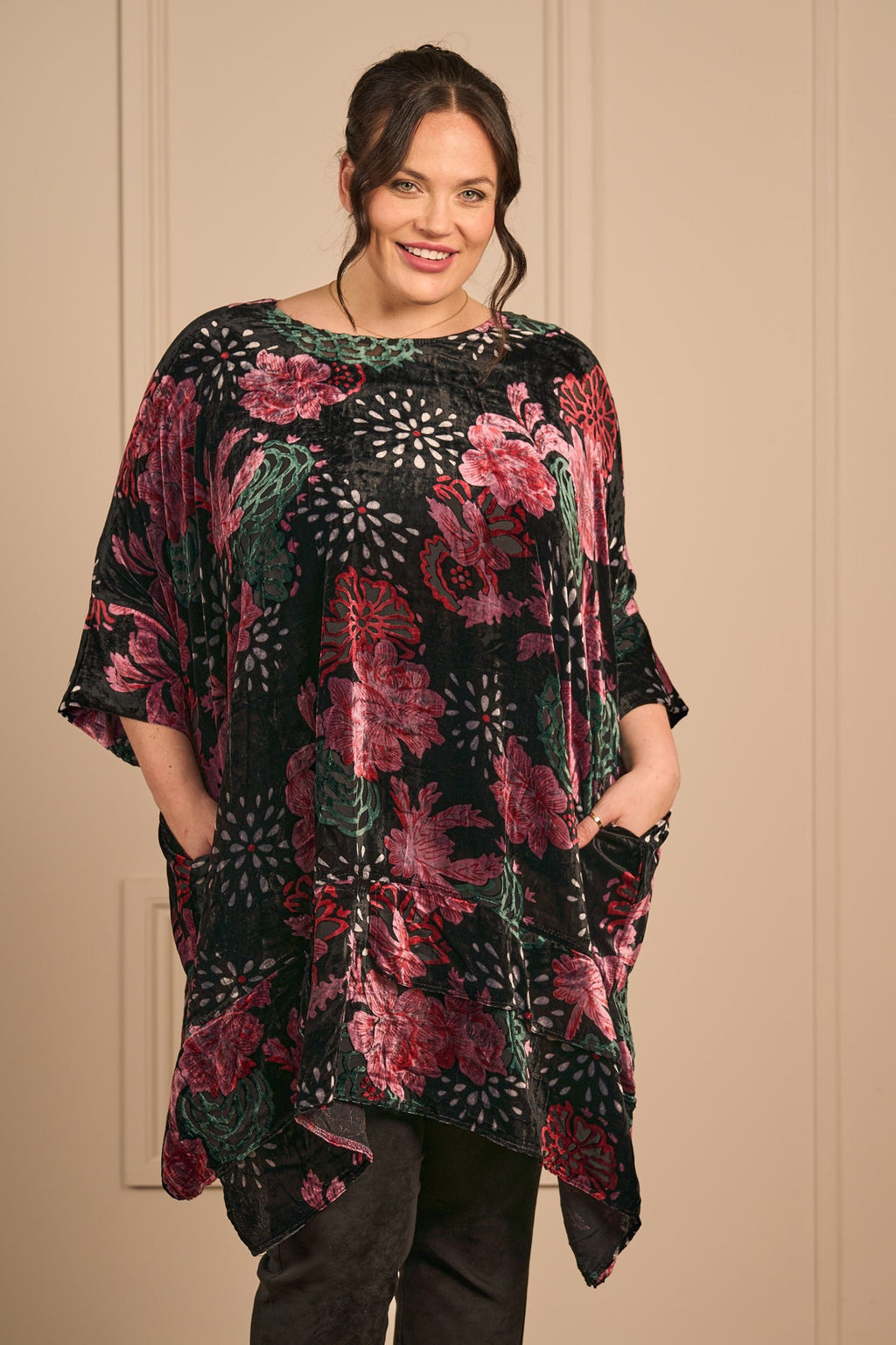 Thanny devore tunic - Roses