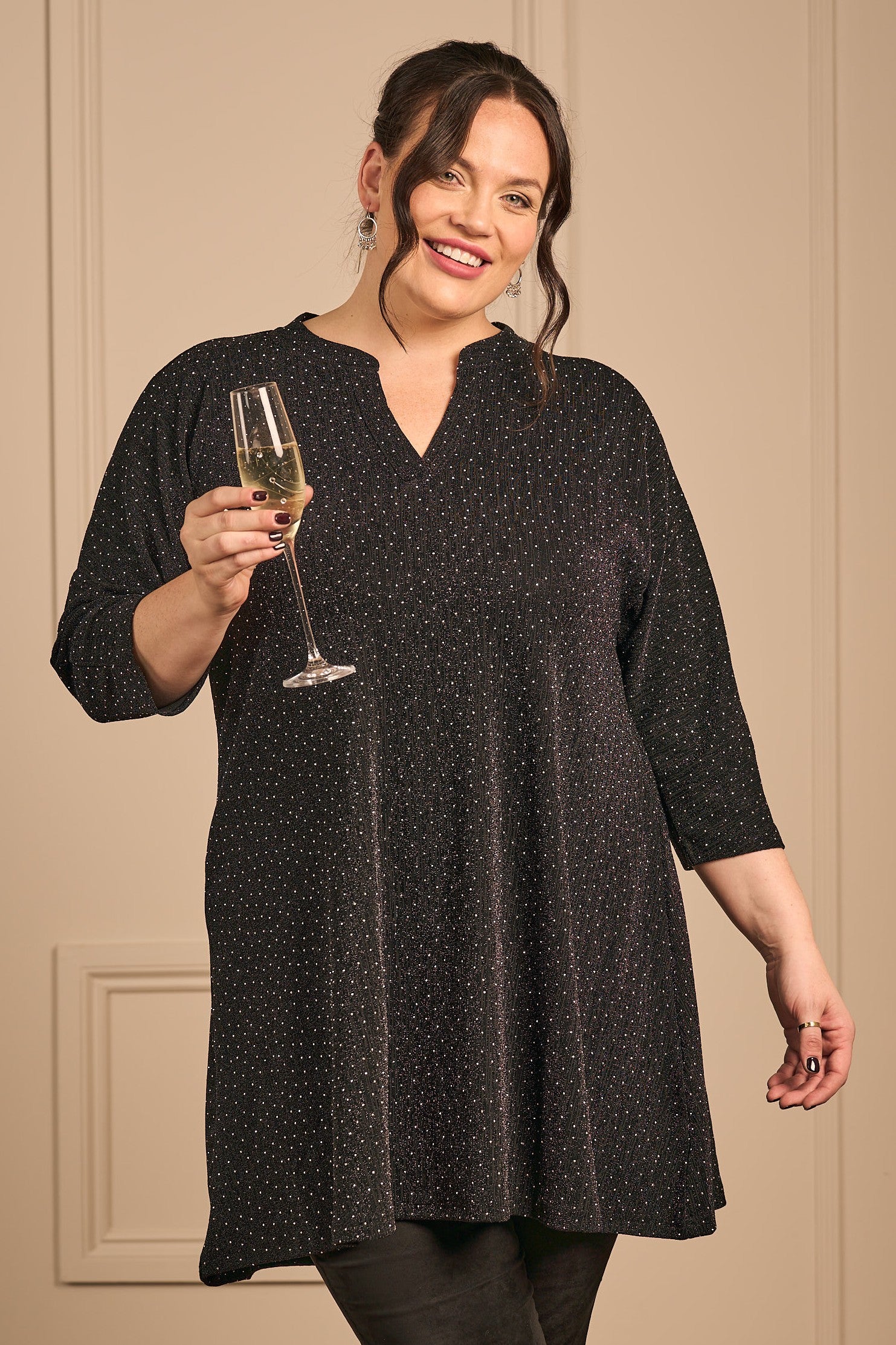 Ciso sparkly tunic dress - Black