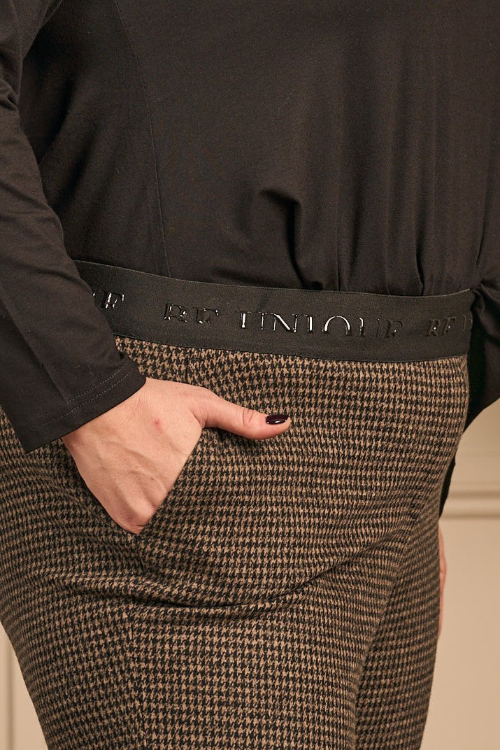 Robell Britt dog tooth palazzos - Chocolate