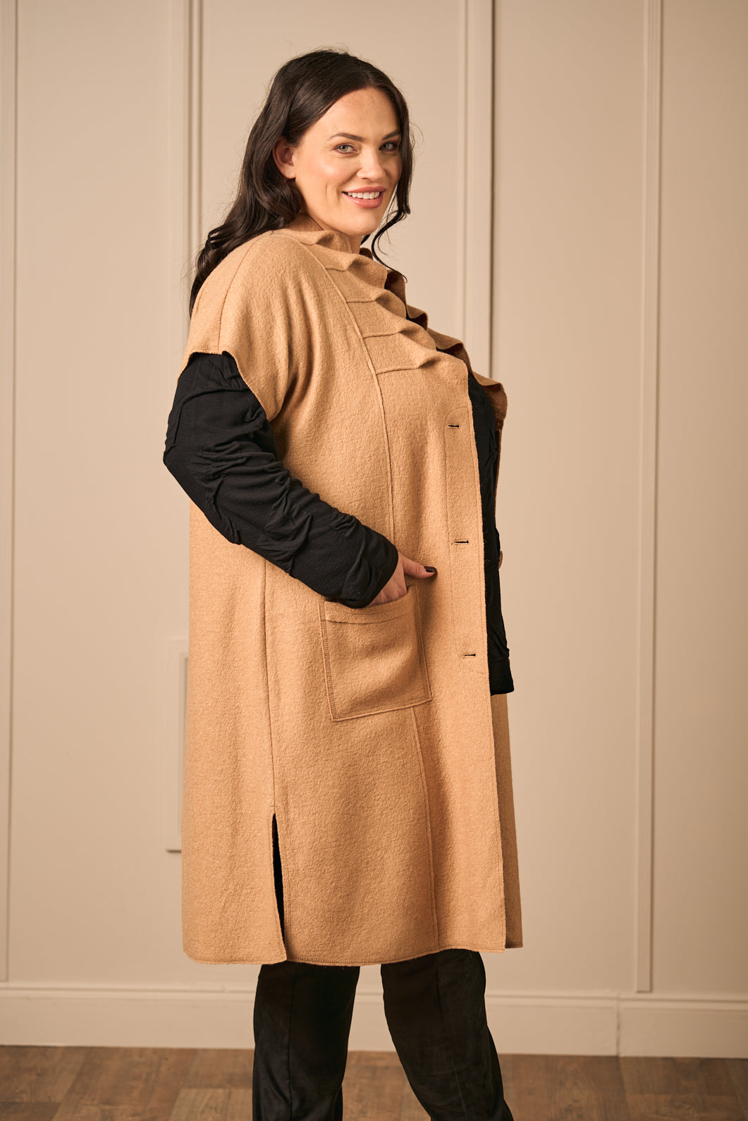 Noen boiled wool gilet - Camel