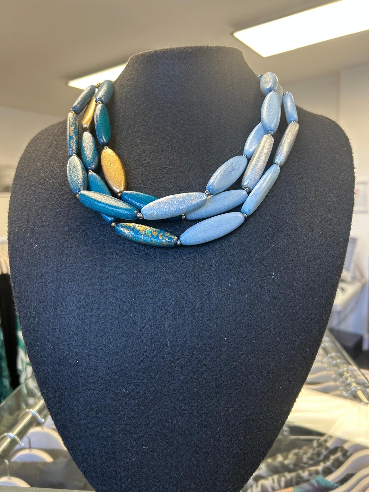 Zara Bead Short Necklace - Blues