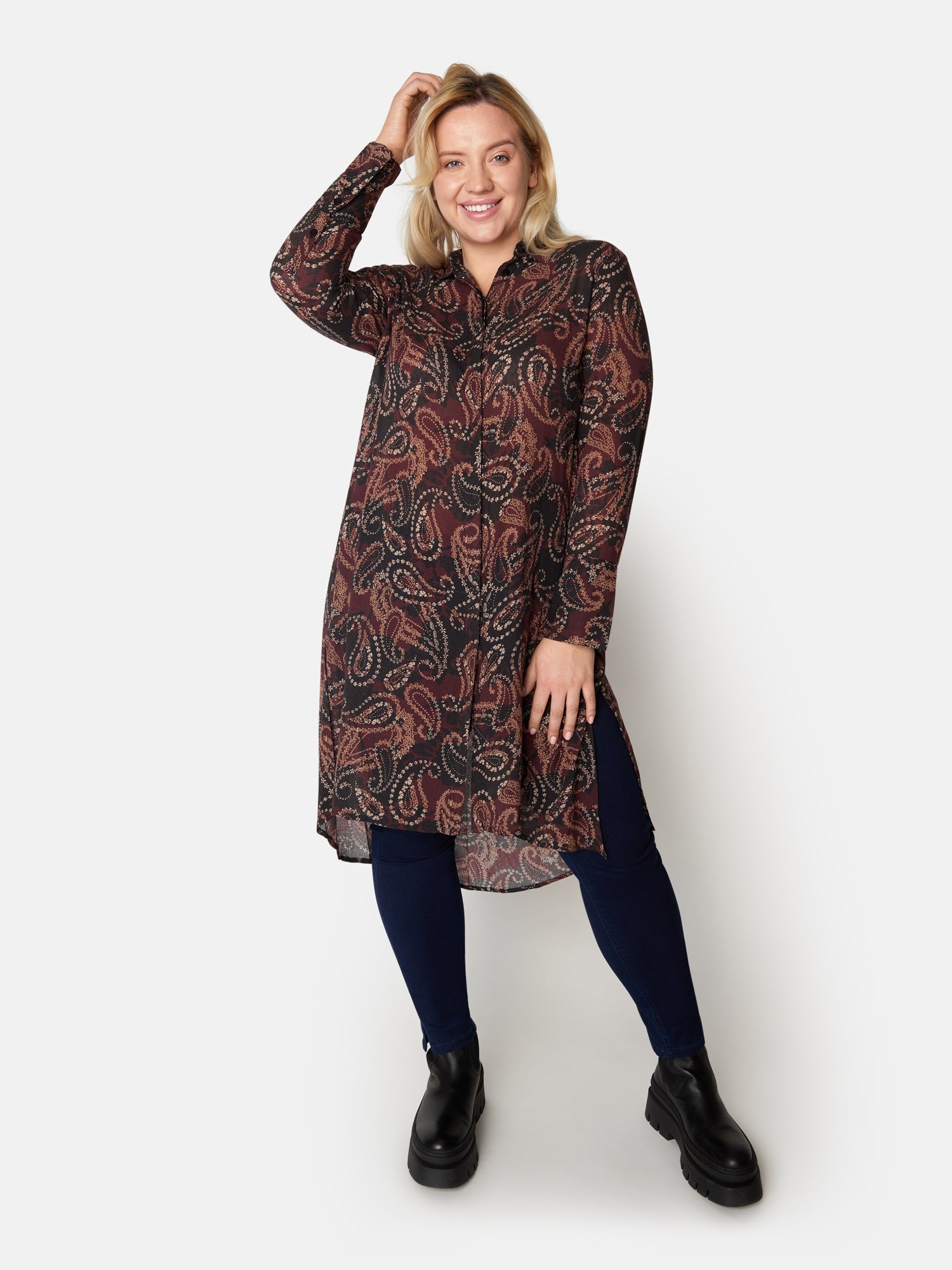 Ciso paisley shirt dress - Wine