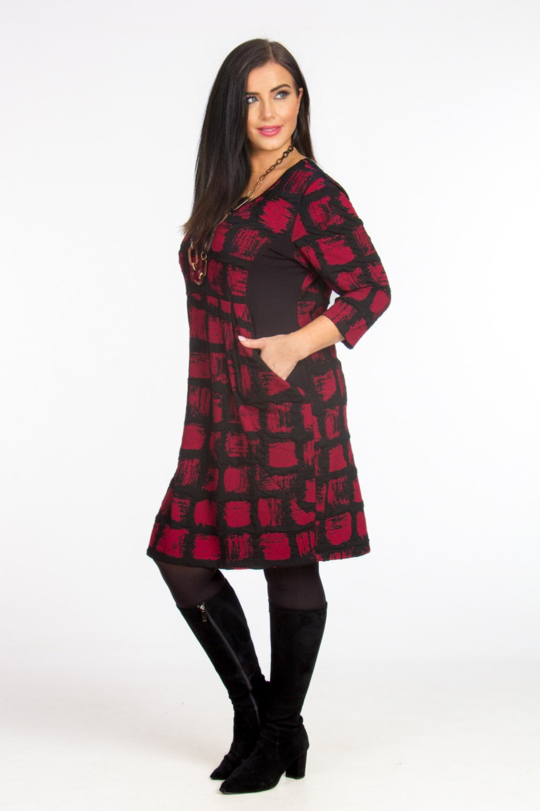 Pont Neuf Bianco jersey dress - Deep Red