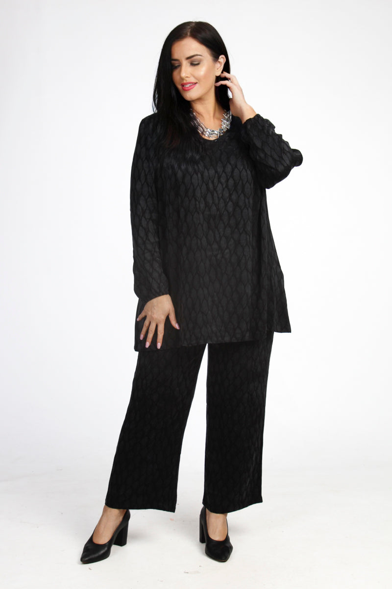 Mona Lisa leaf print short palazzos - Black