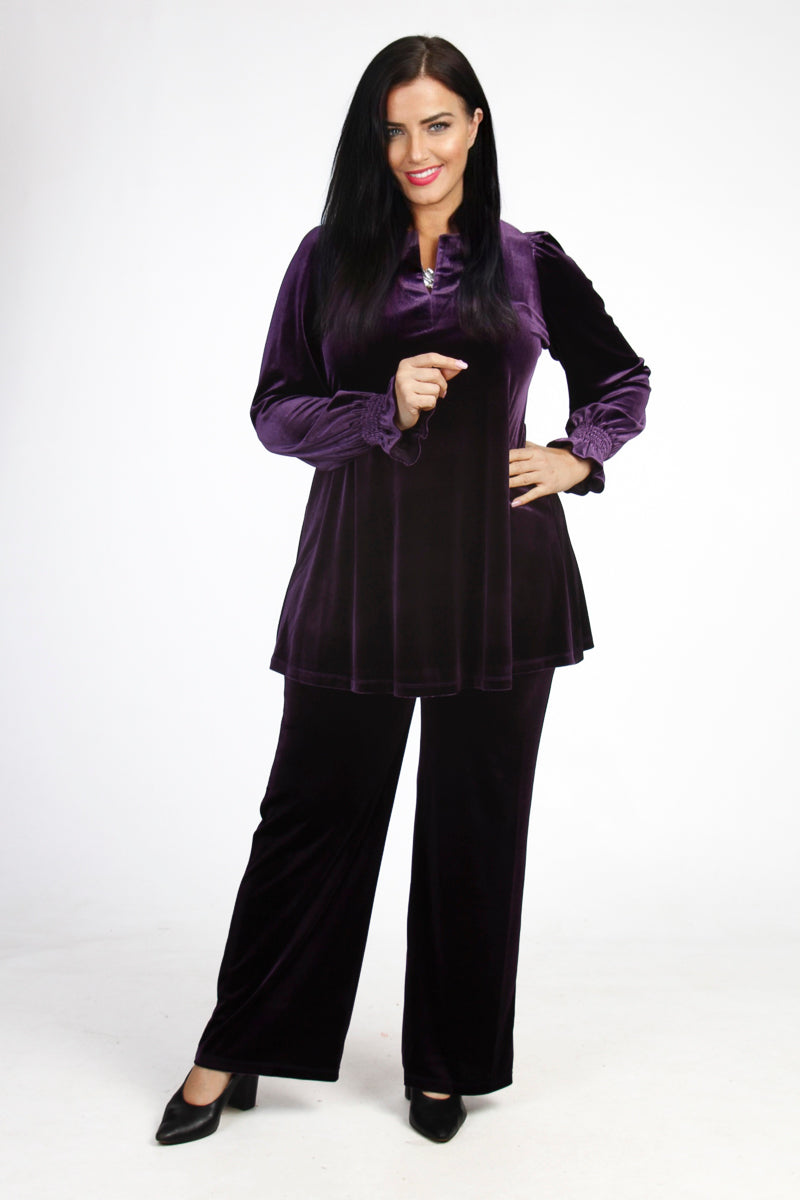 Yoek velvet palazzos - Aubergine