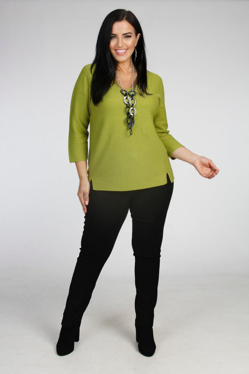 Via Appia V neck cotton jumper - Lime