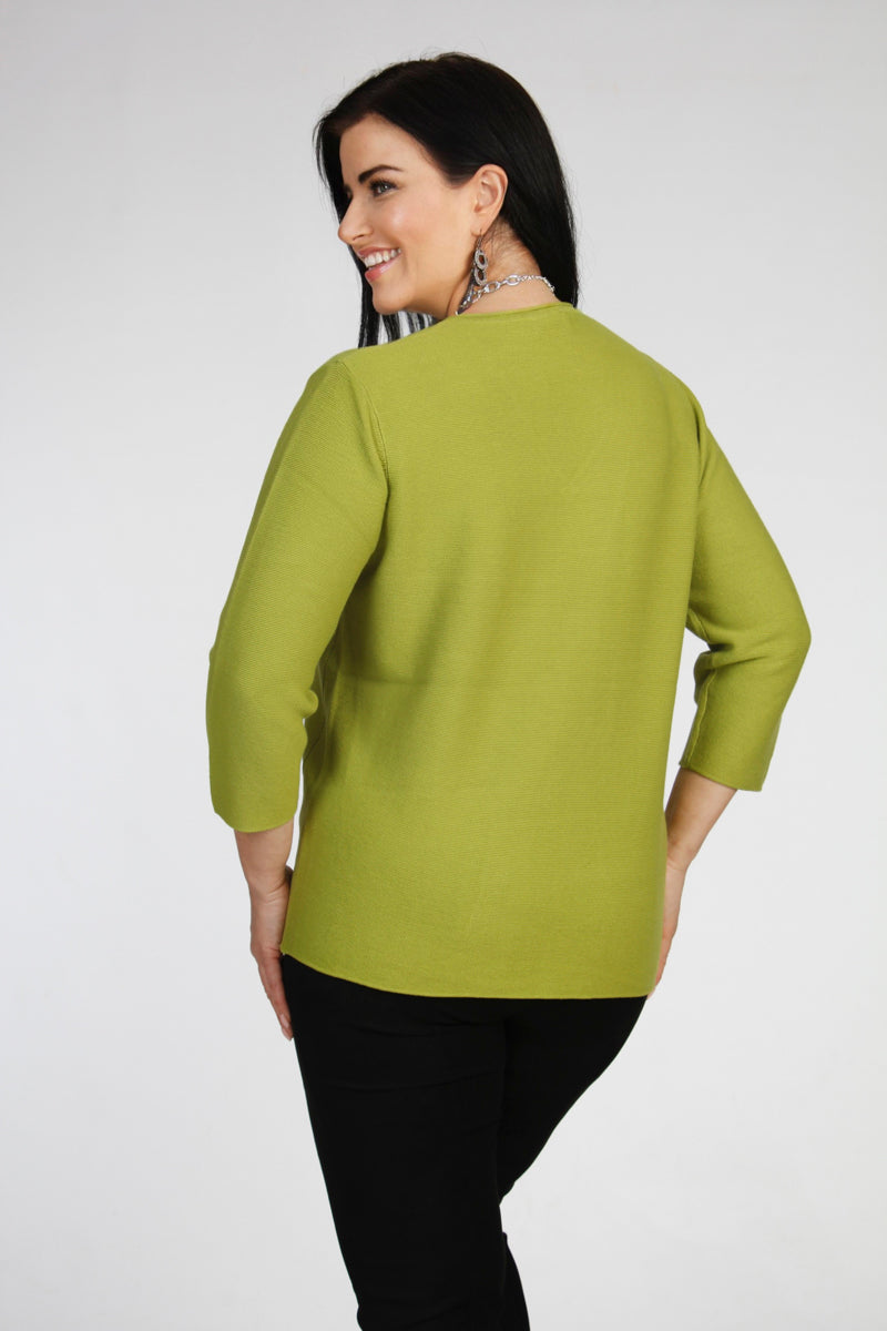 Via Appia V neck cotton jumper - Lime