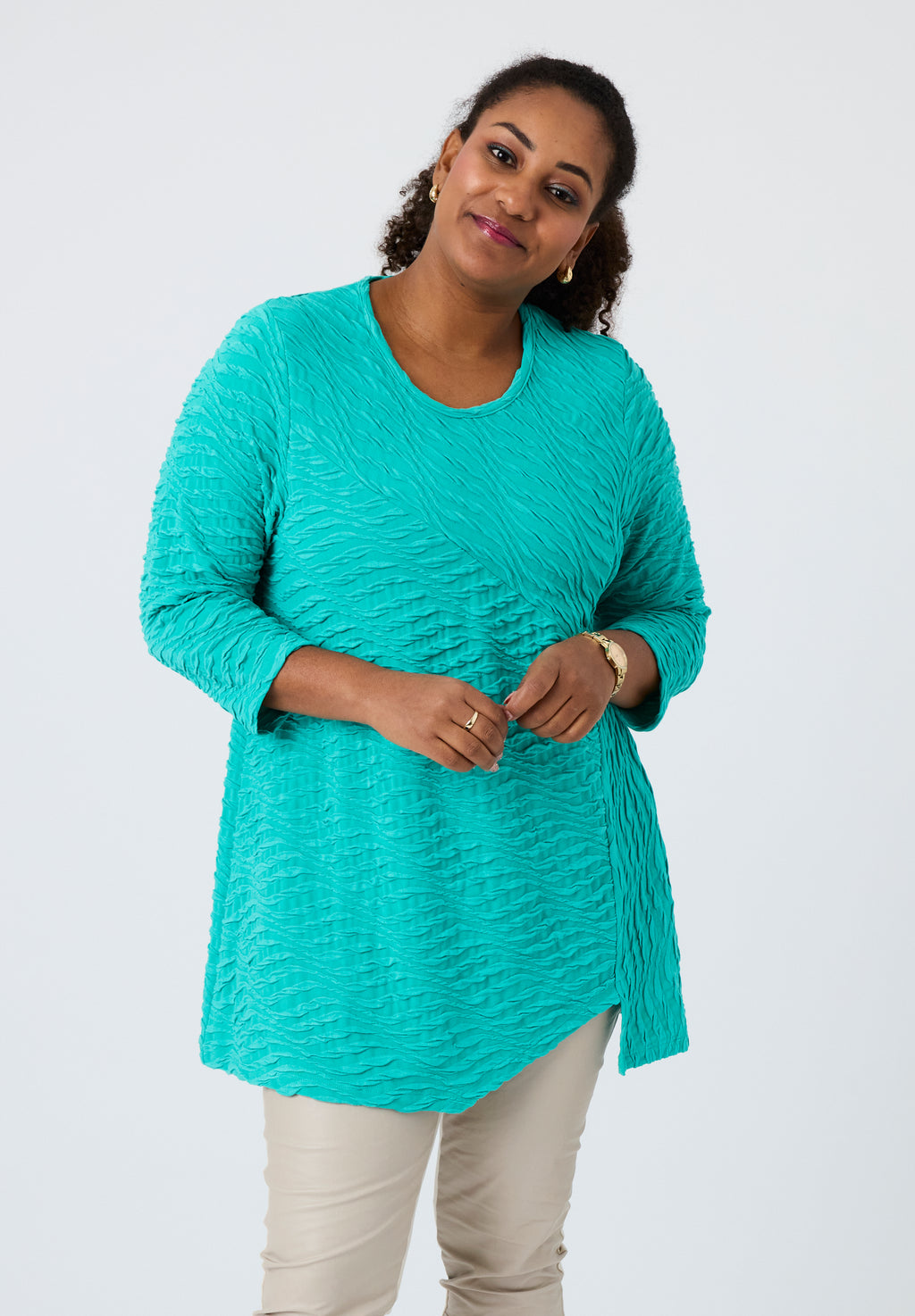 Pont Neuf Cam jersey texture tunic - Aqua
