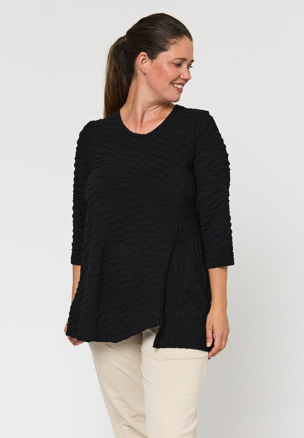 Pont Neuf Cam jersey texture tunic - Black