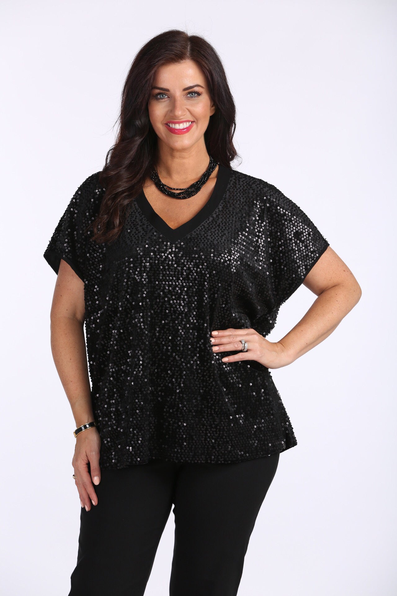 Que - Noen sequin top - Black