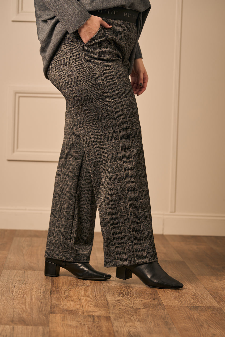 Robell Britt check palazzos - Grey