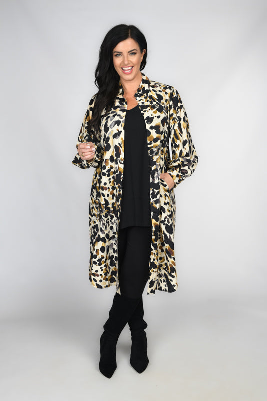 Masai Nydema animal print shirt dress - Black/Cream