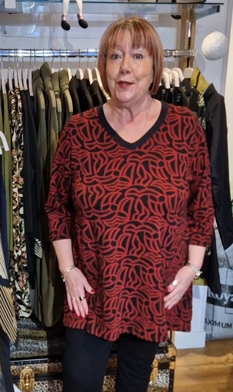 Pont neuf Melina jersey abstract tunic - Deep Red