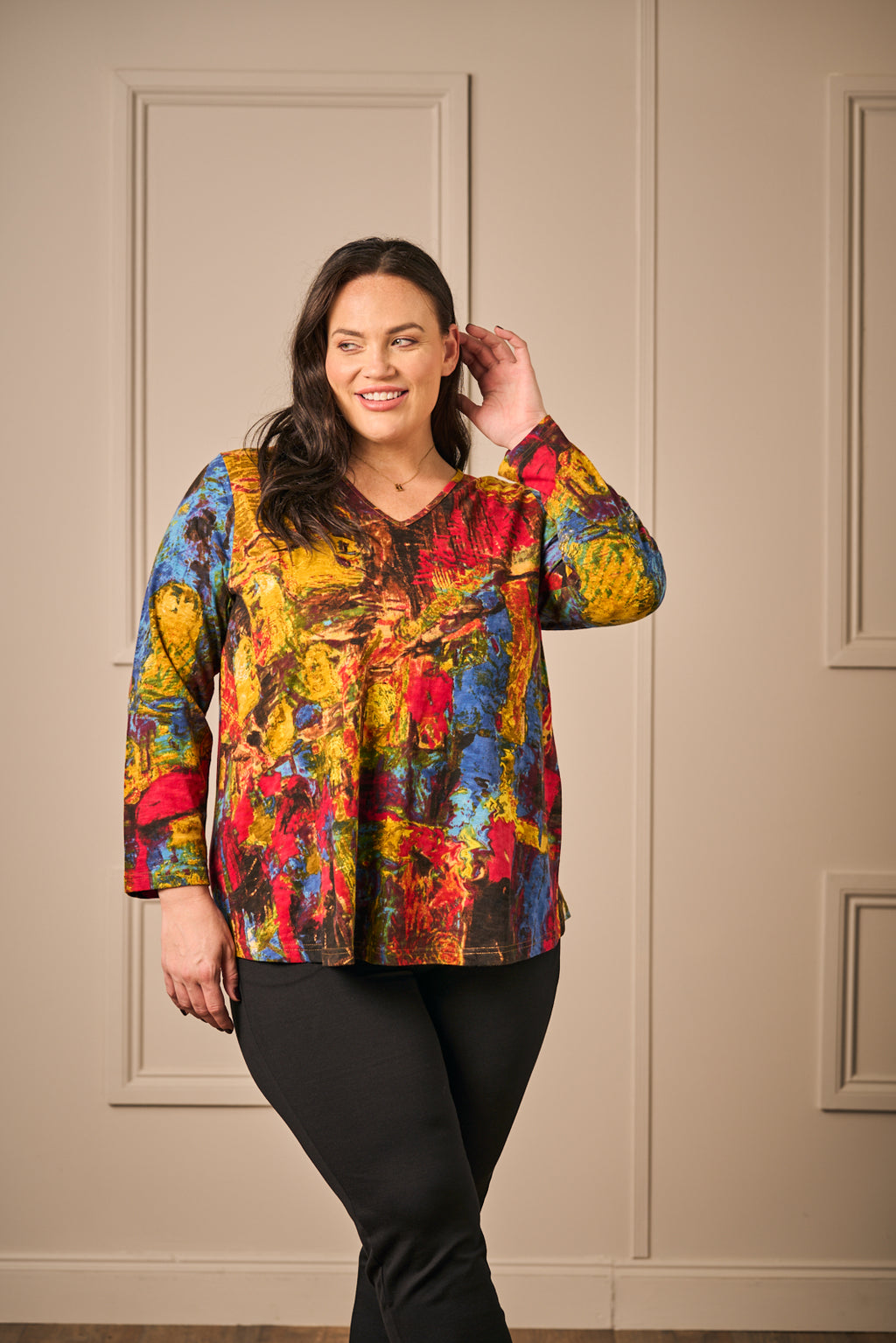 Orientique V neck tee - Mustard