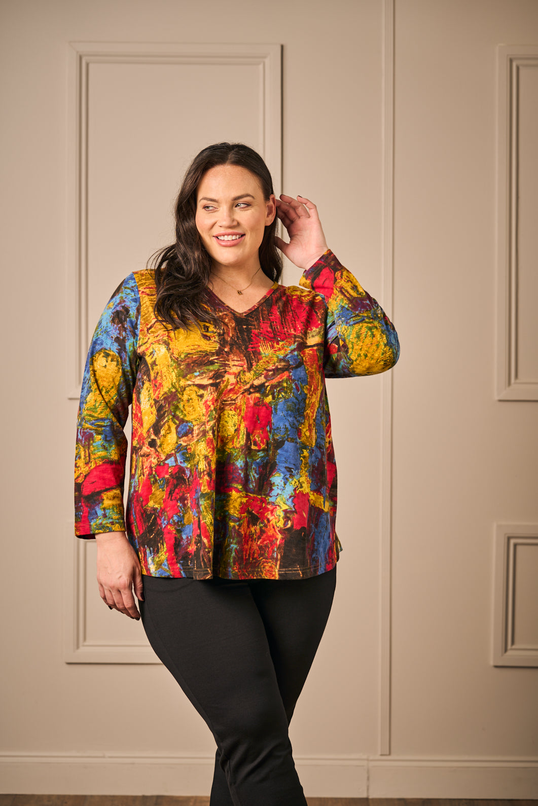 Orientique V neck tee - Mustard