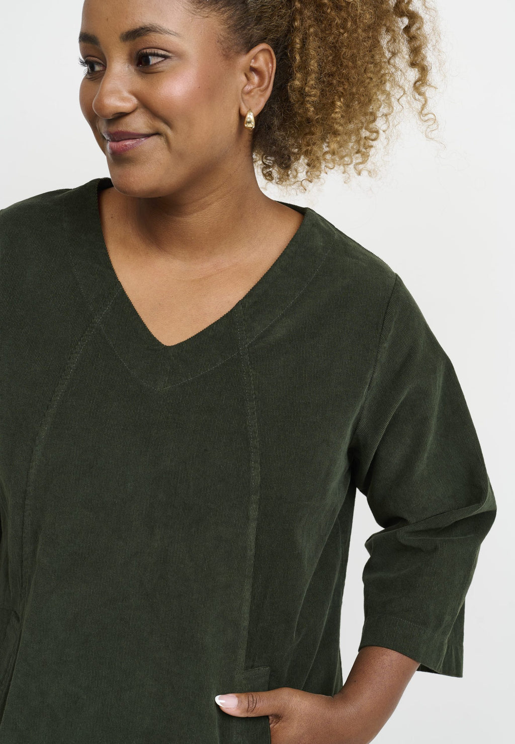 Pont Neuf Ulrica cord dress - Forest