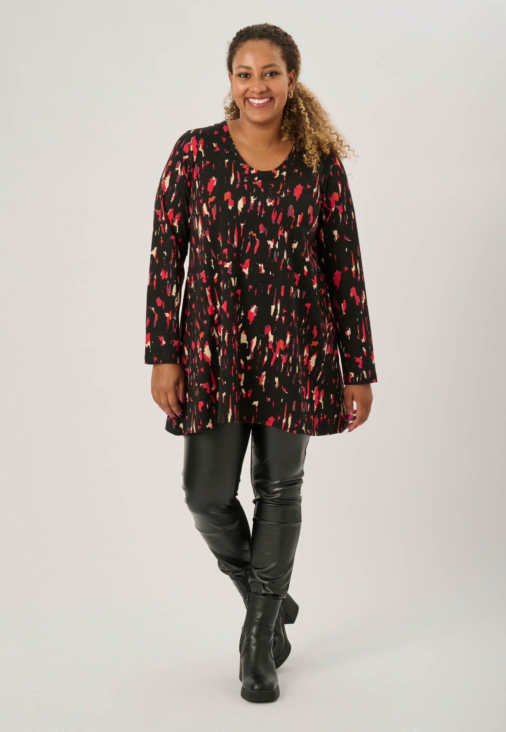 Pont Neuf Melina jersey tunic - Red/Black