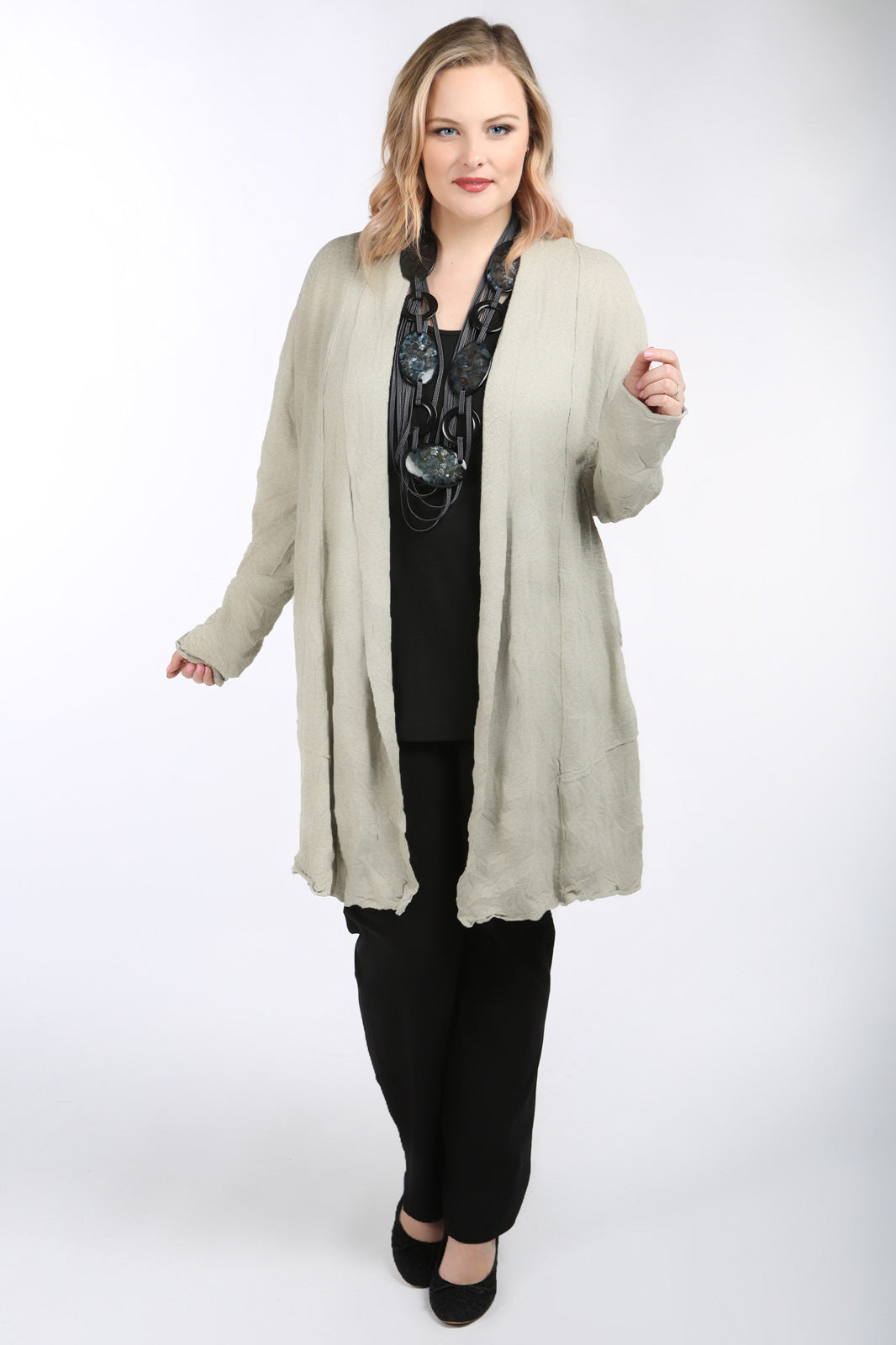 Via Appia crushed waterfall cardi - Oatmeal