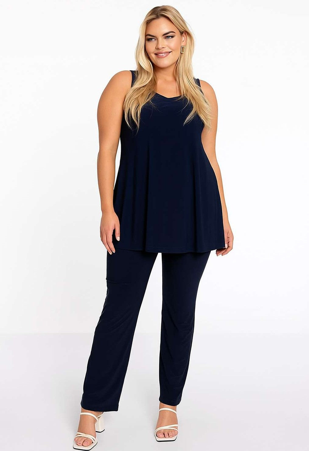 Yoek silky jersey vest - Navy