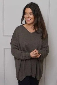 Made In Italy V neck jumper - Mocha
