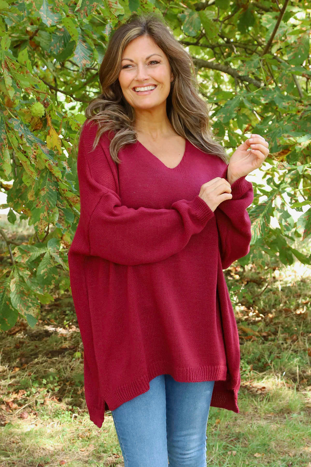 Made In Italy V neck jumper - Wine