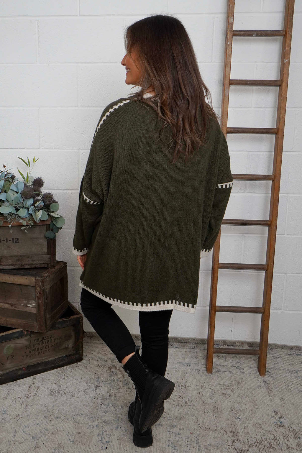 Made In Italy knit cardi - Khaki
