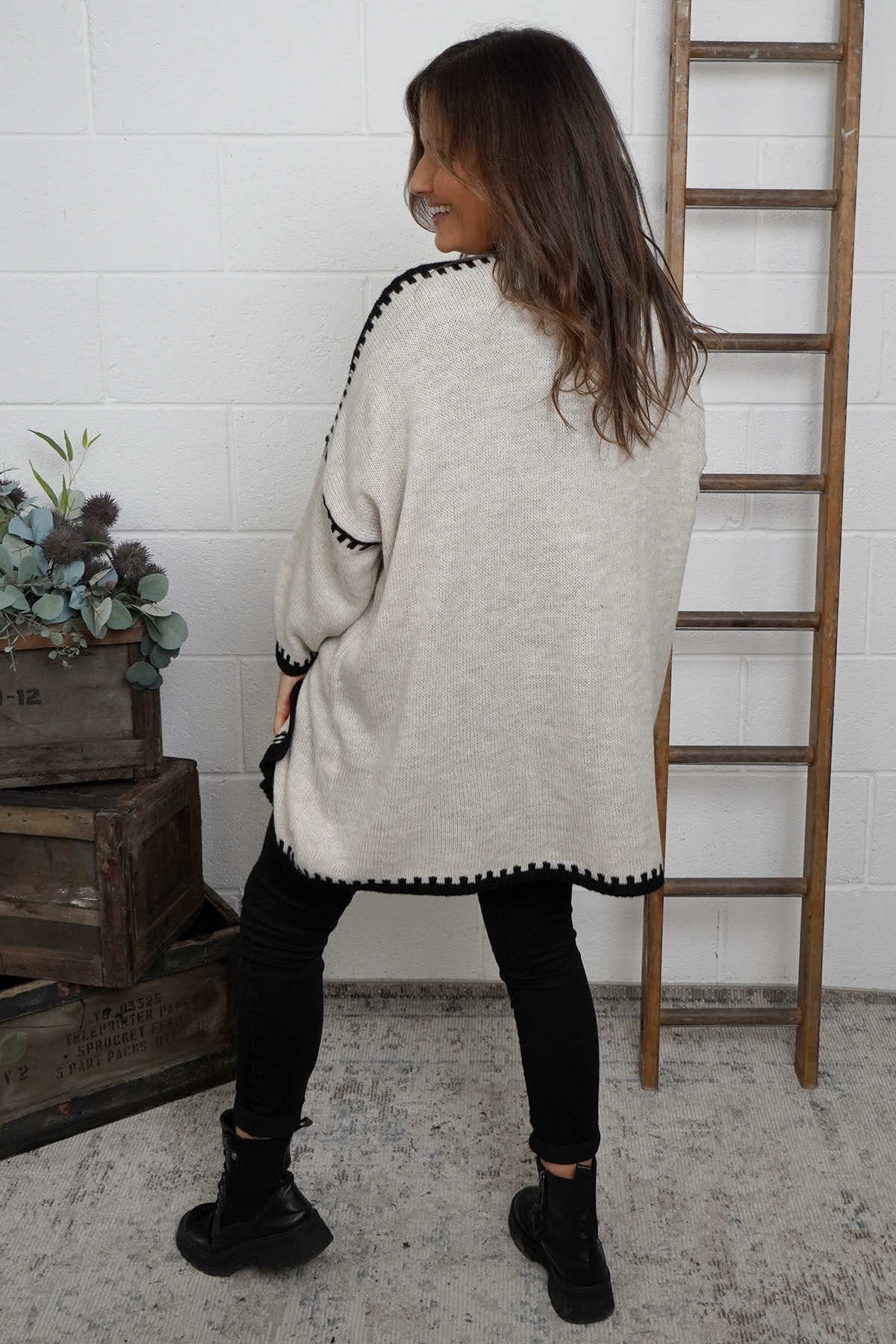 Made In Italy knit cardi - Stone