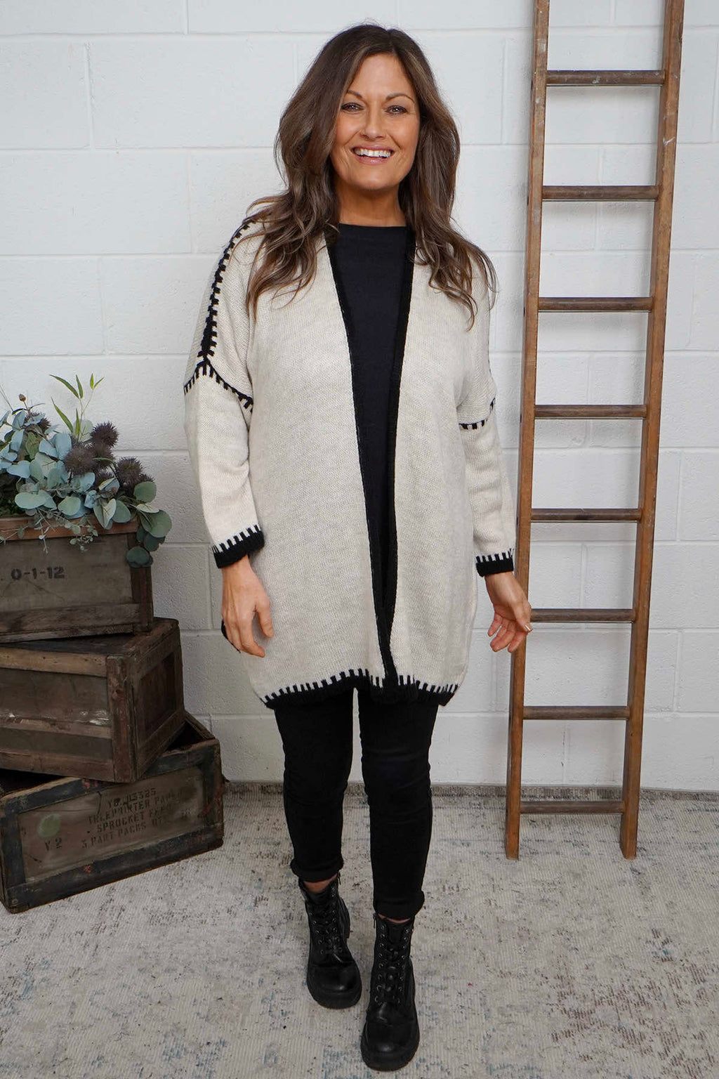 Made In Italy knit cardi - Stone