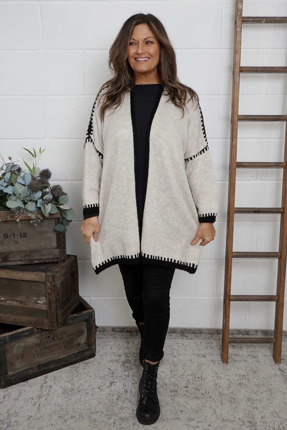 Made In Italy knit cardi - Stone