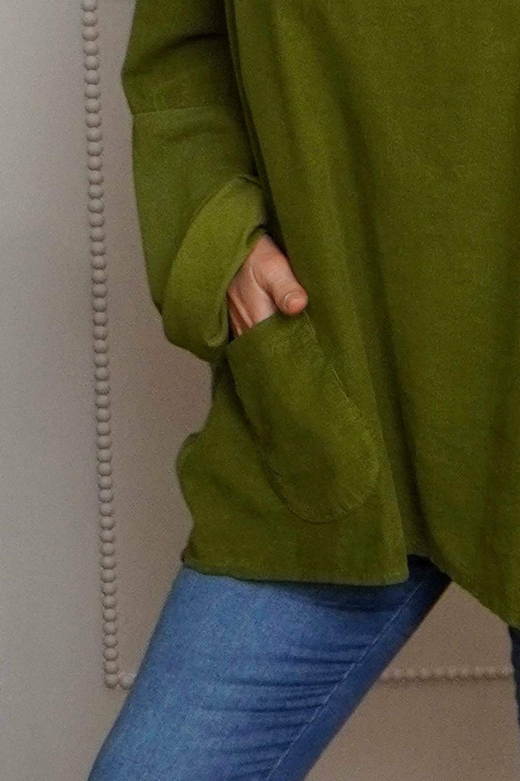Made In Italy needlecord cowl top - Olive