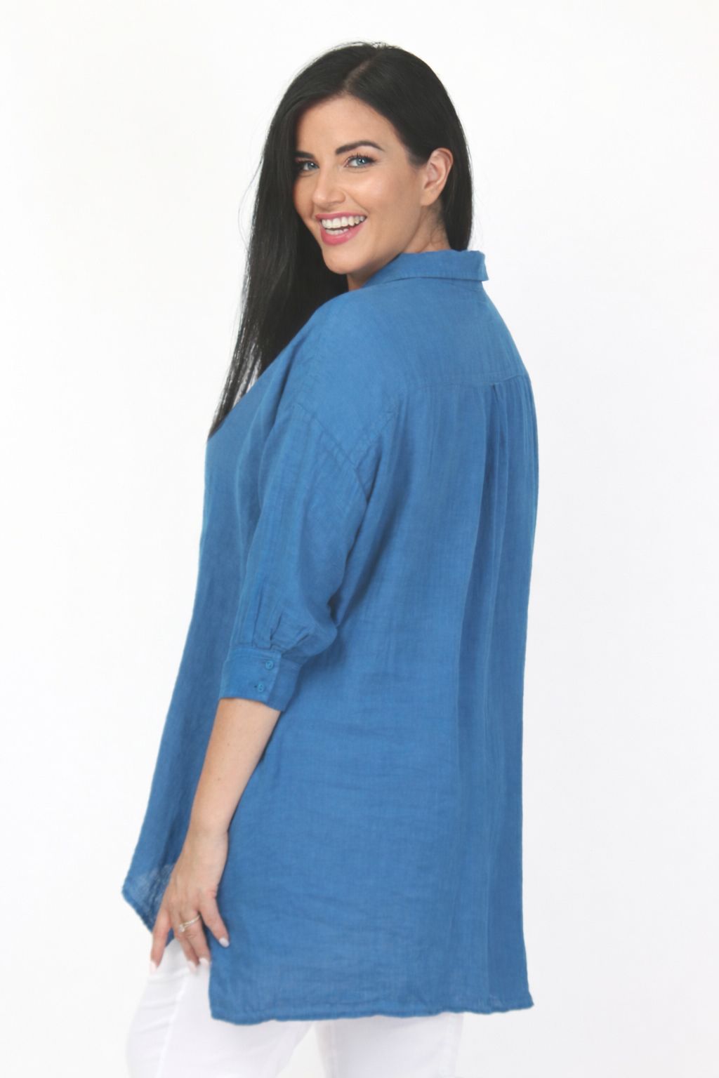 Grizas linen plain shirt - Cobalt