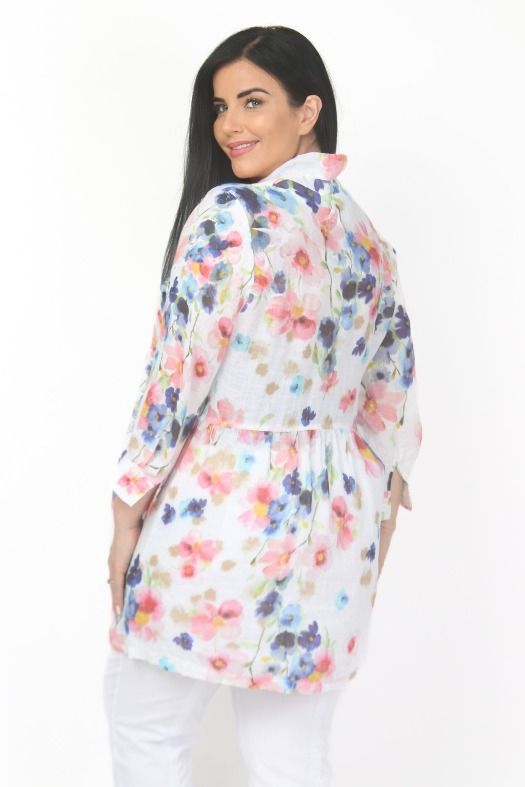 Grizas linen print tunic - Floral