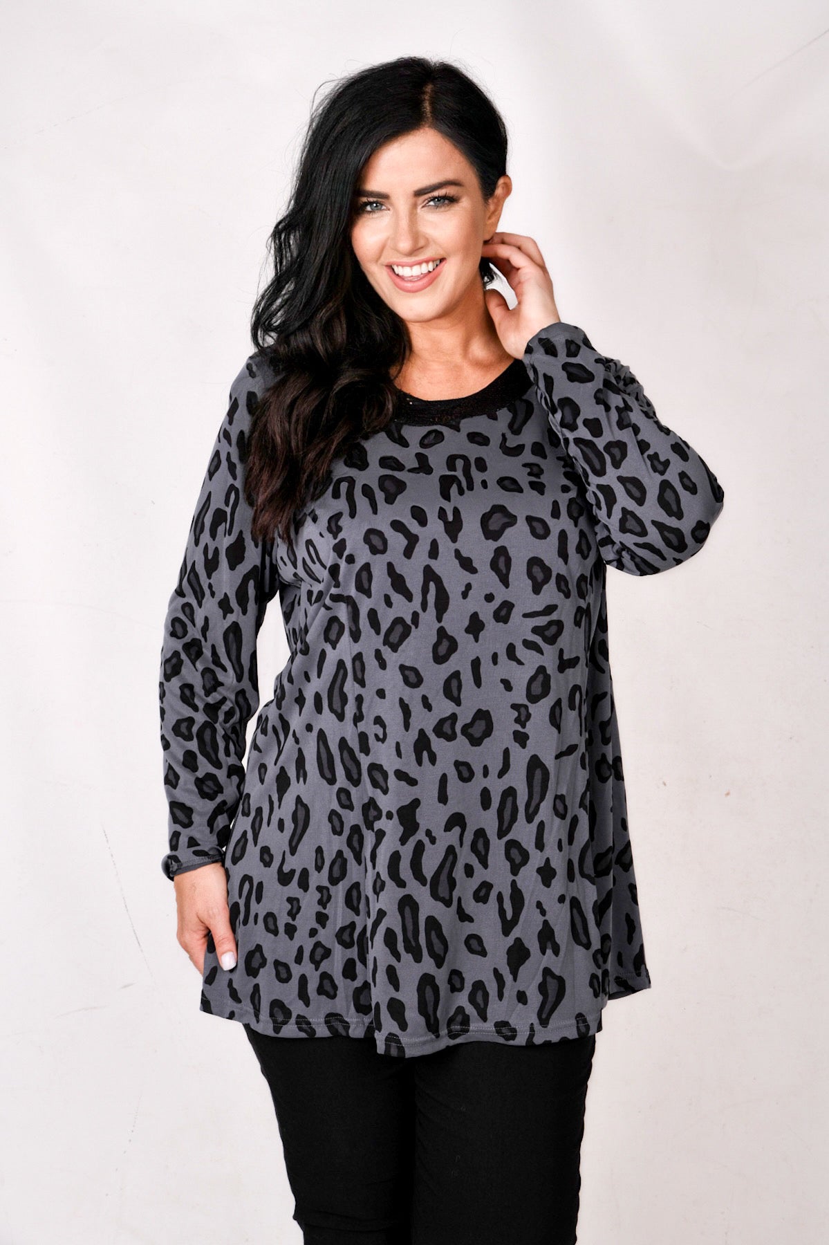 Mona Lisa animal print bling neck tunic