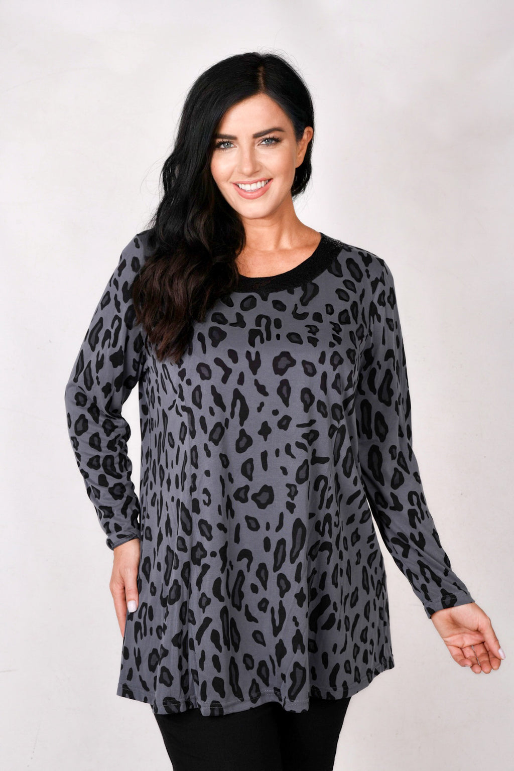 Mona Lisa animal print bling neck tunic