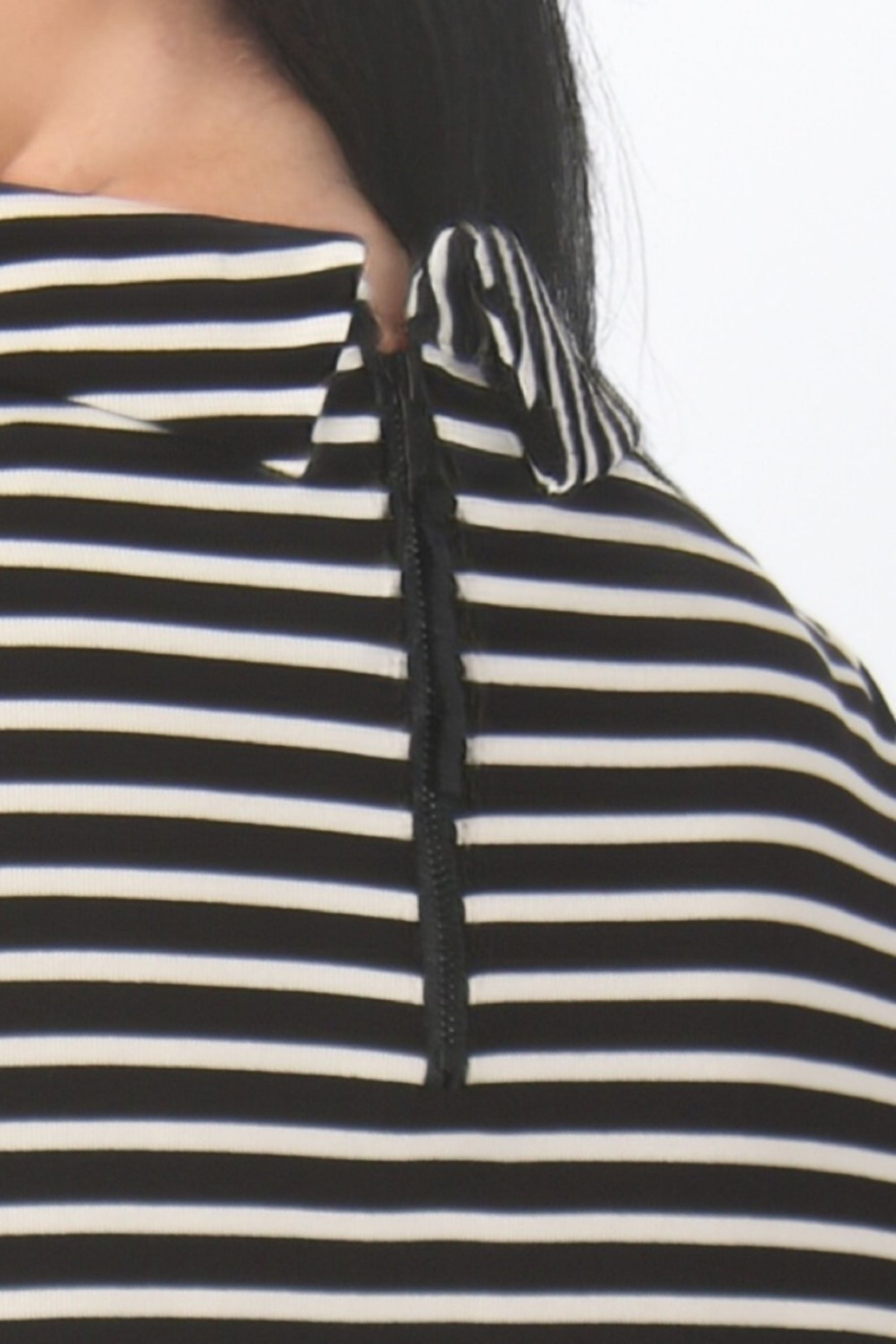 Via Appia Bardot stripe top - Black/Ecru