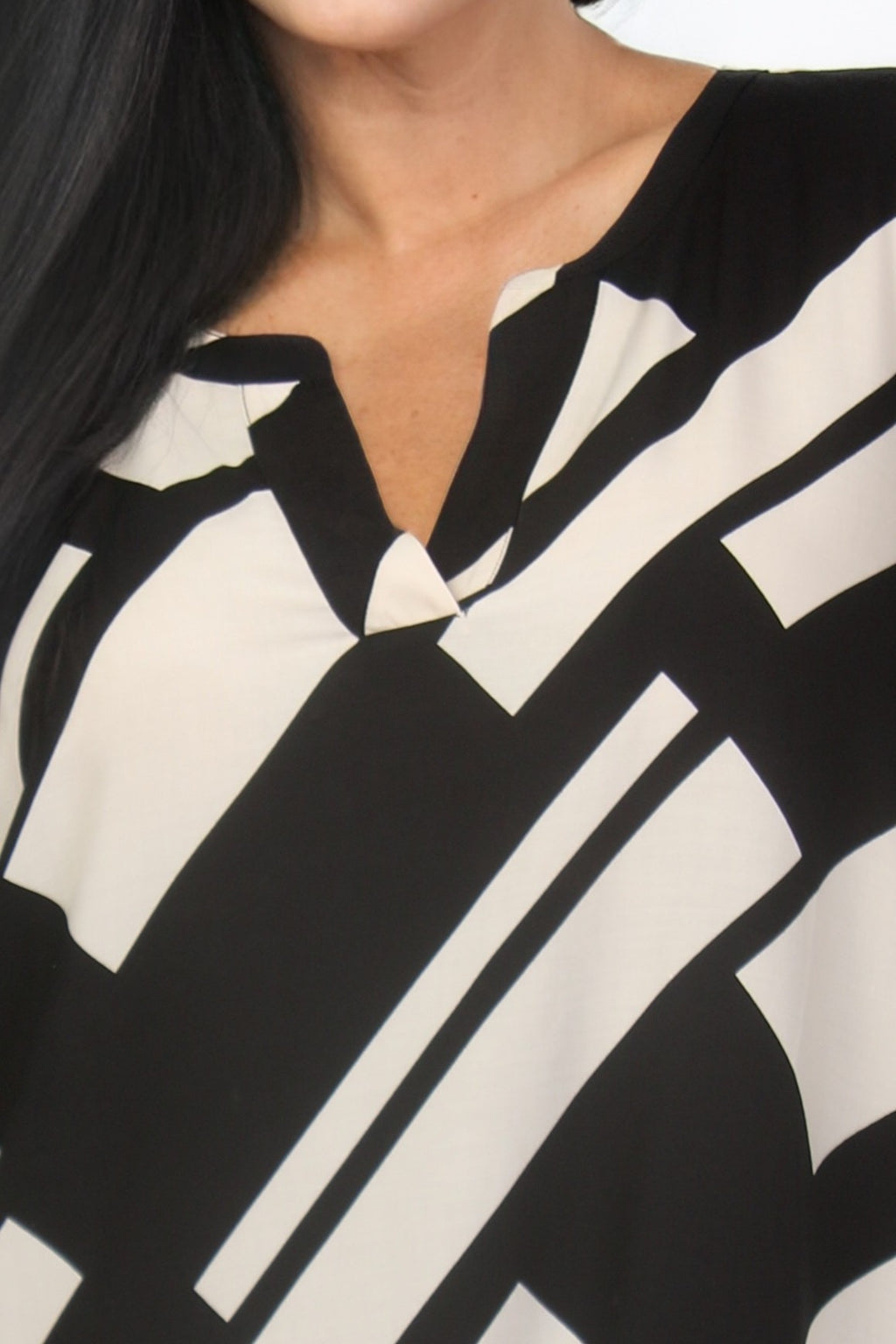 Via Appia geometric tunic - Black/Ecru