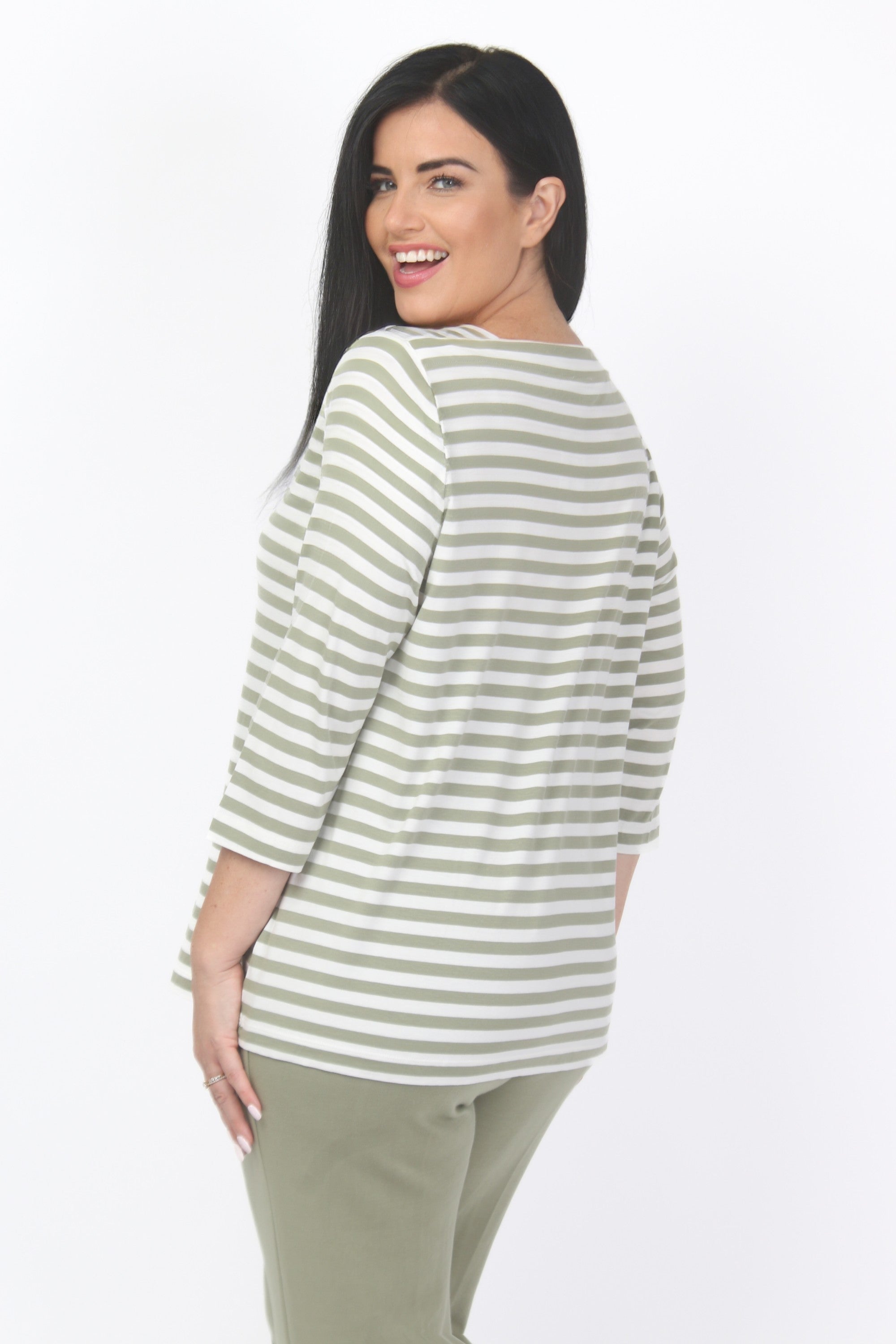 Via Appia jersey stripe tee - Olive
